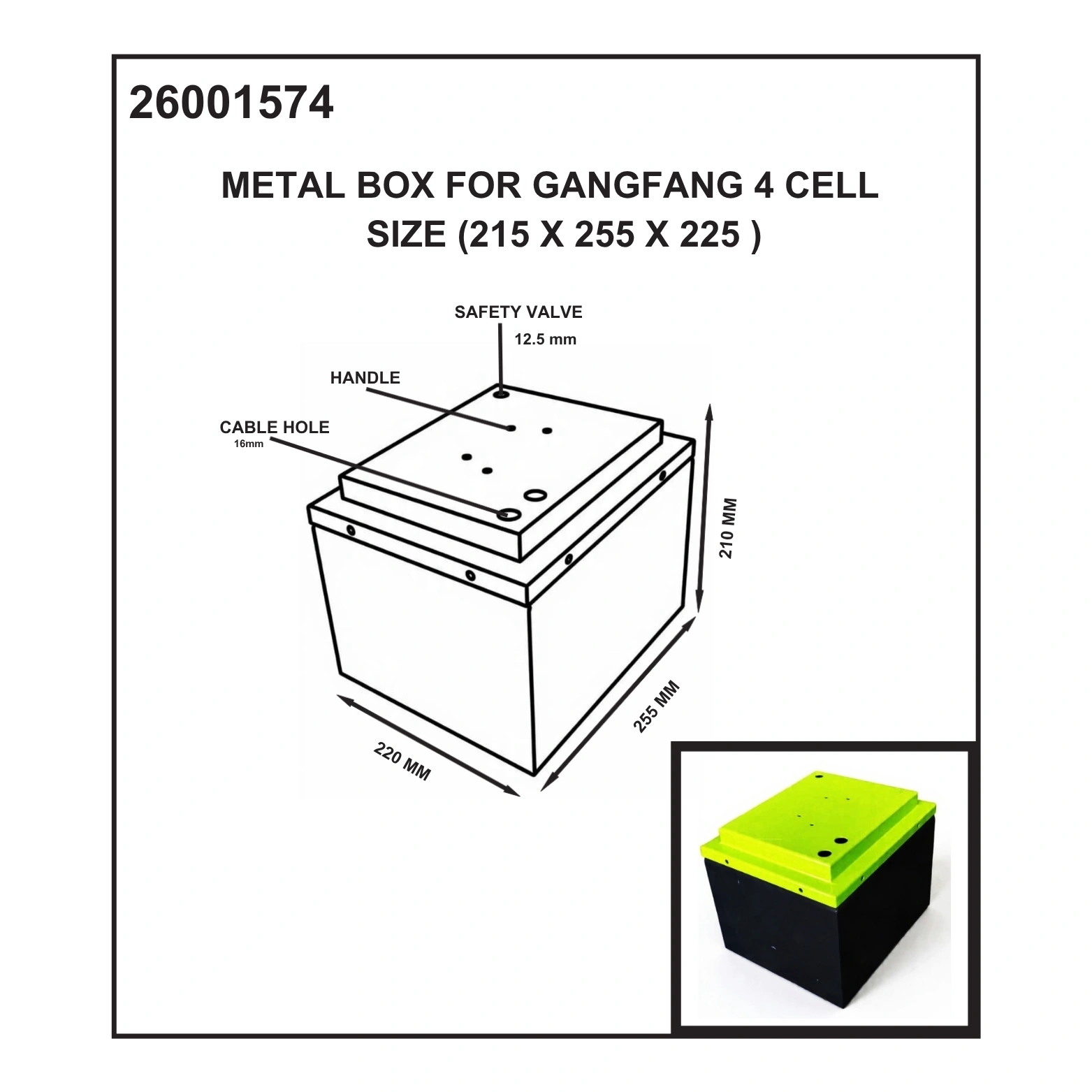 Metal Box for Ganfang 4 Cell (215x255x225 mm) - Image 2